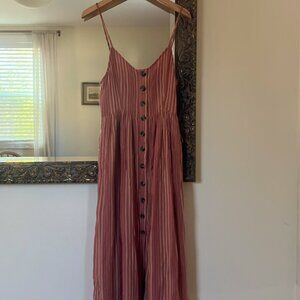 AE Terracotta Striped Midi Dress - Size Medium